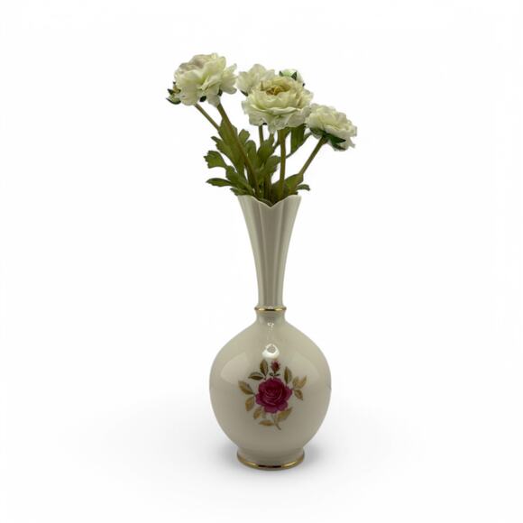 Vintage Lenox Bud Vase – Ivory Porcelain with Gold Trim & Rose Design - Picture 1 of 10